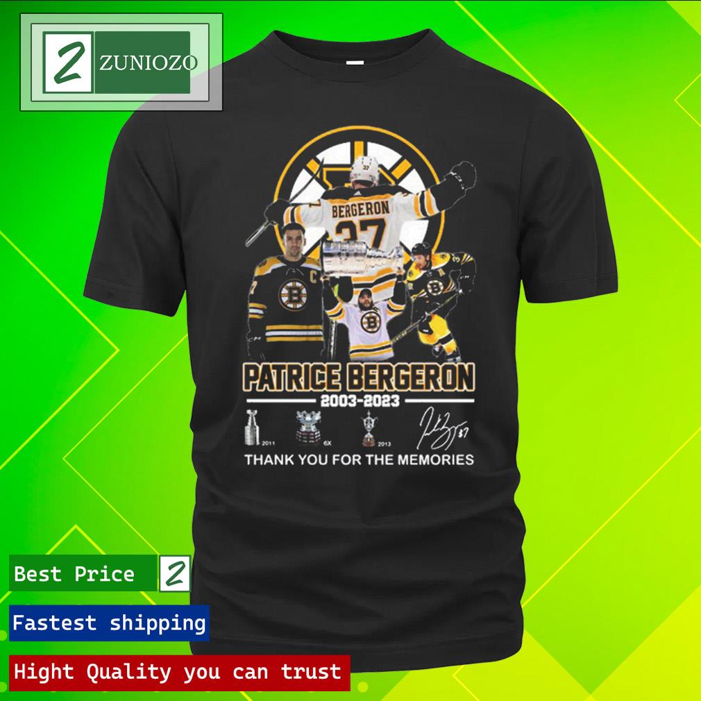 Official patrice bergeron 2003-2023 thank you for the memories signatures Shirt