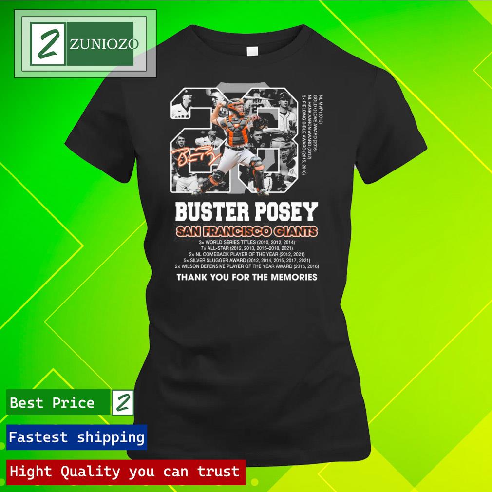 Official 23 buster posey san francisco giants thank you for the memories signature Shirt ladies tee shirt