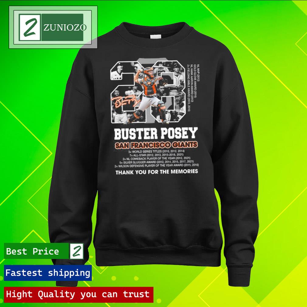 Official 23 buster posey san francisco giants thank you for the memories signature Shirt longsleeve