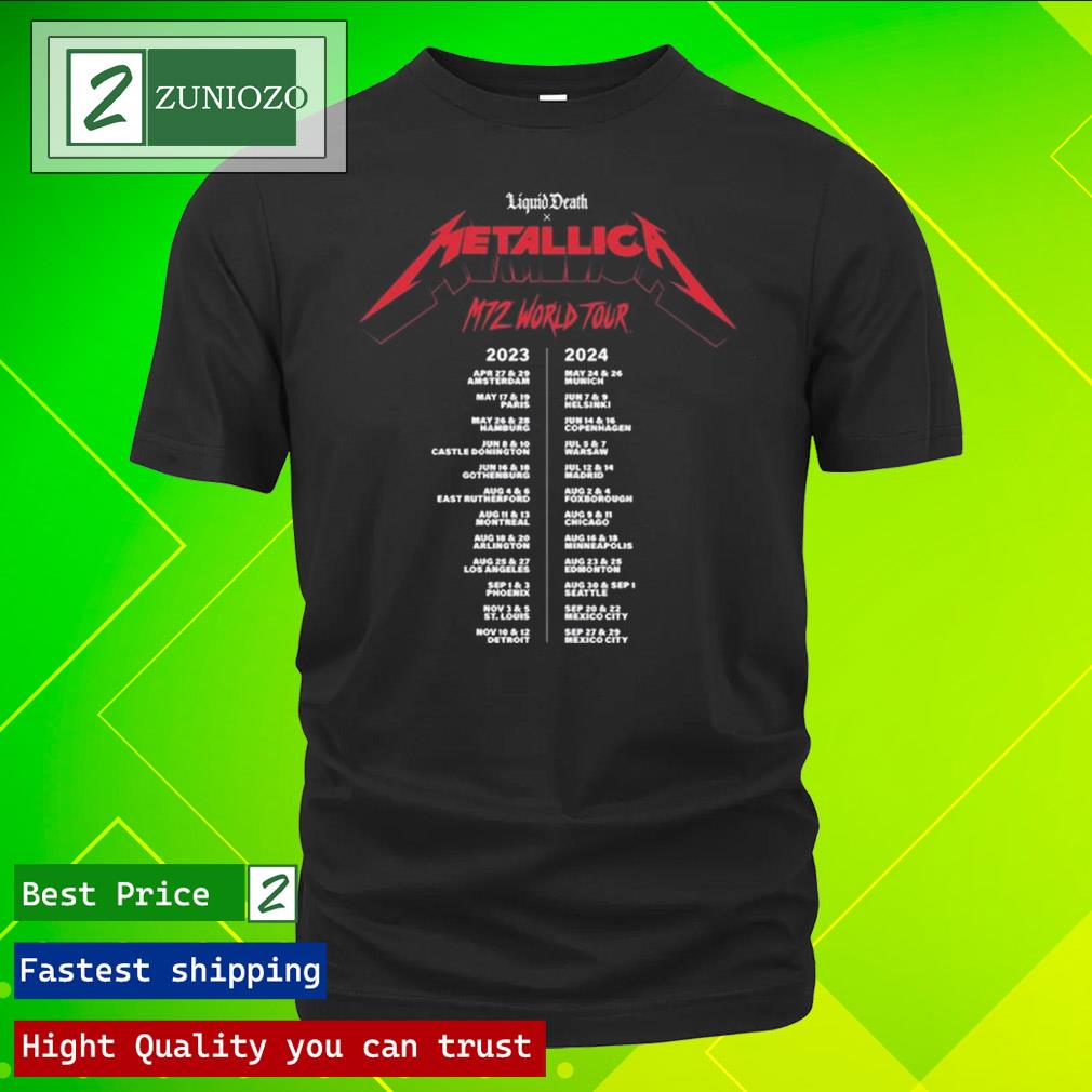 Official liquid Death x Metallica Your Thirst M72 World Tour 2023 T Shirt