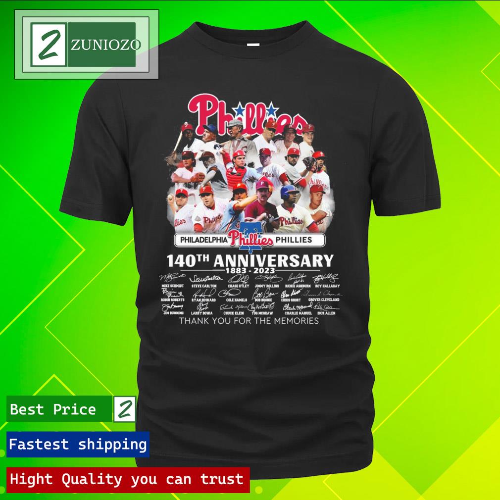 Official philadelphia phillies 140th anniversary 1883-2023 thank you for the memories signatures Tee Shirt