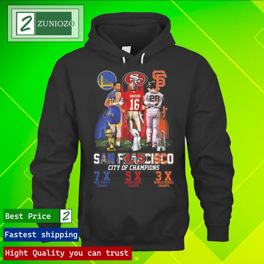 Official san francisco city of champions stephen curry Joe Montana buster posey signatures Shirt hoodie