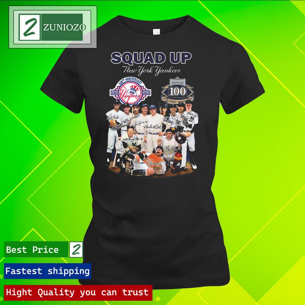 Official squad up new york yankees 123th anniversary 1903-2023 signatures Shirt ladies tee shirt