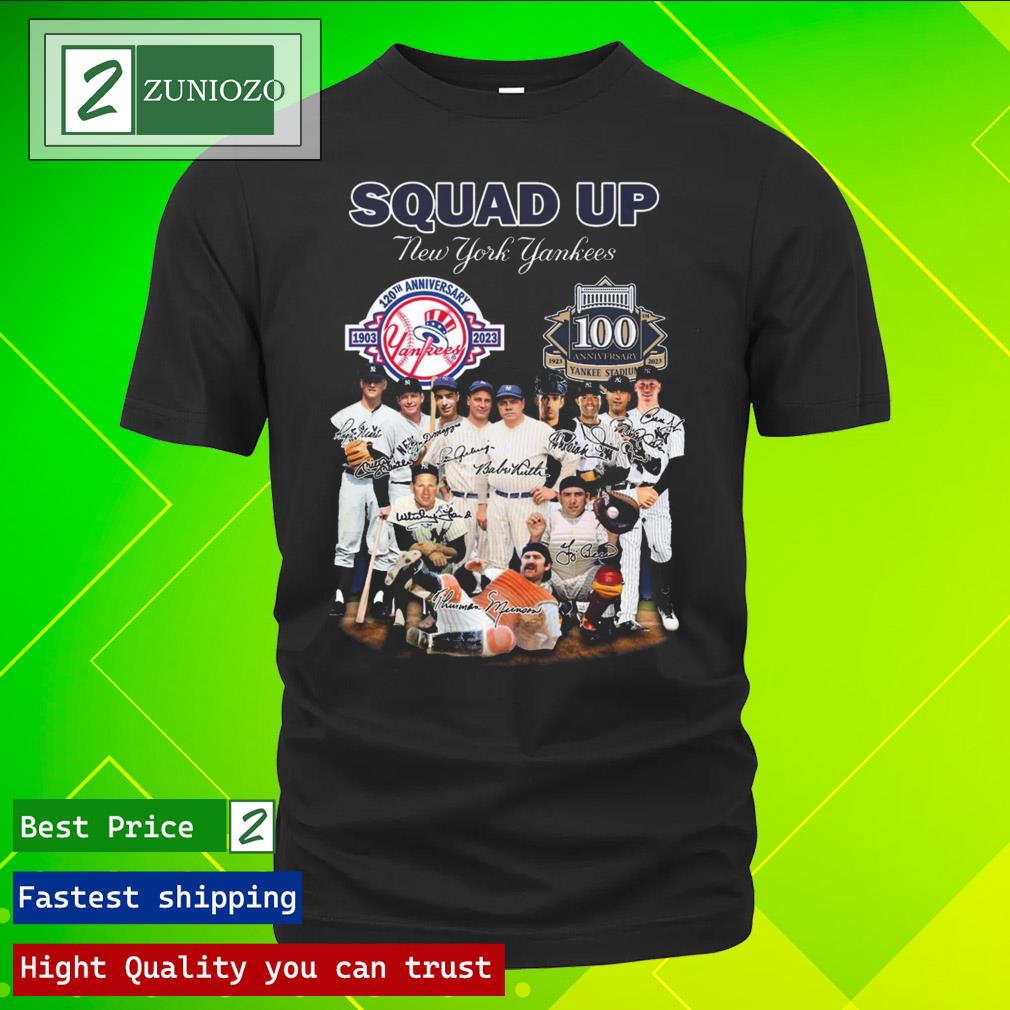Official squad up new york yankees 123th anniversary 1903-2023 signatures Shirt