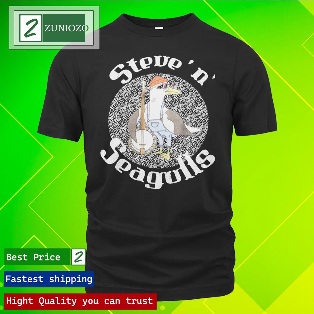 Official steve 'N' Seagulls Website Bird With A Banjo Blue T Shirt