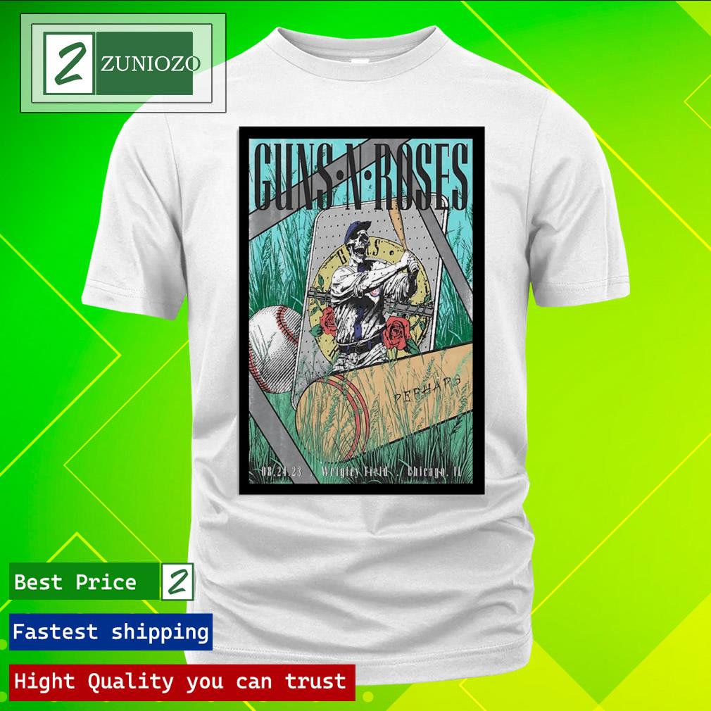 Official wrigley Field Chicago Guns N' Roses August 24, 2023 Concert Tour Poster Shirt