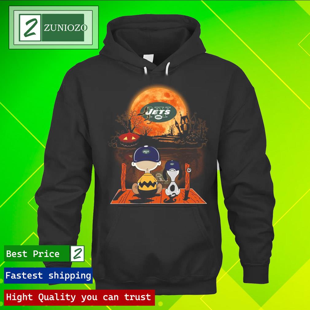 Official charlie Brown And Snoopy Watching New York Jets Halloween Shirt hoodie