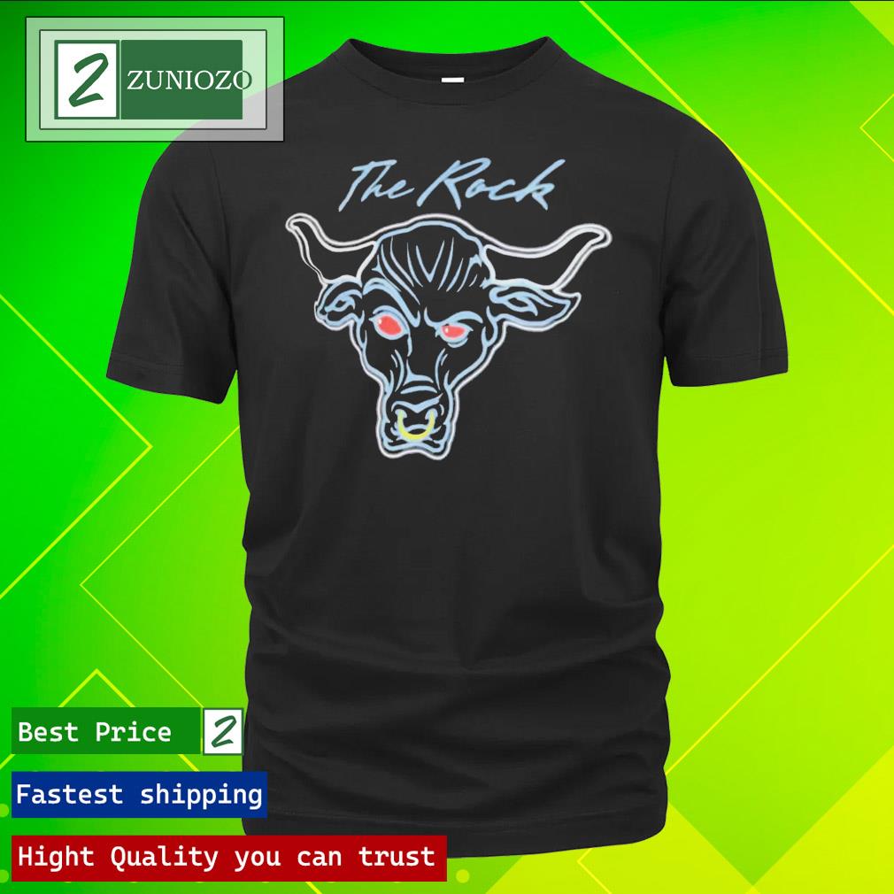 Official ripple Junction Black The Rock Neon Glow Bull Shirt