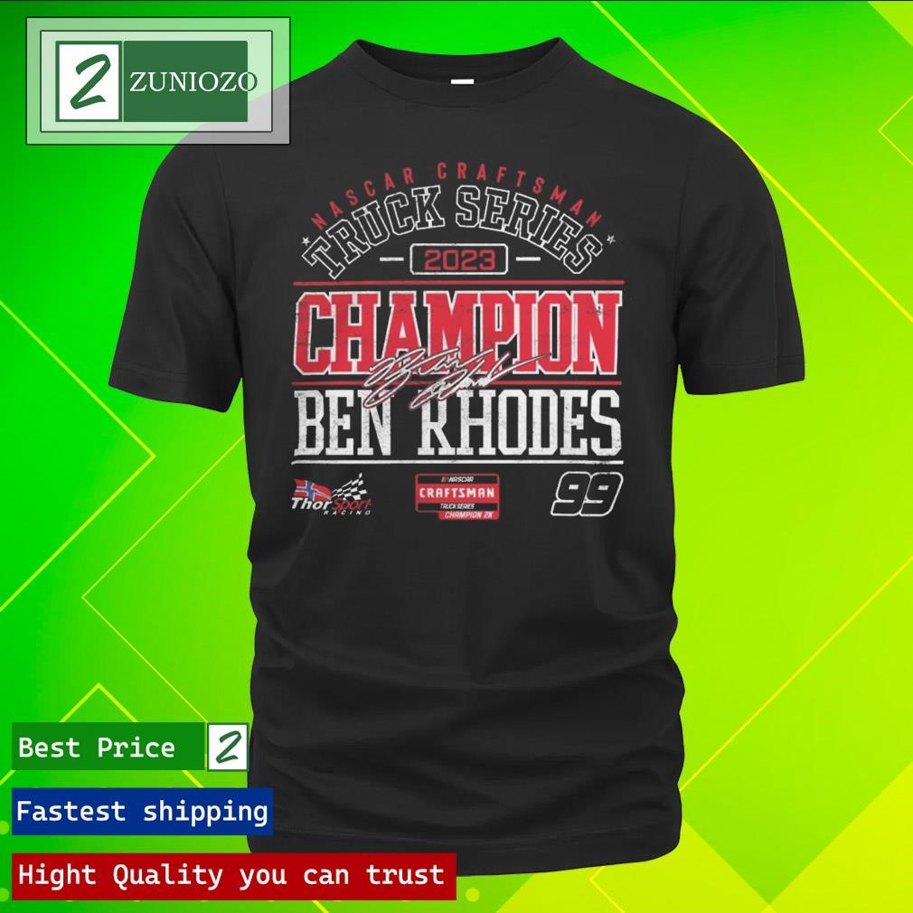 Official Ben Rhodes 2023 NASCAR Craftsman Truck Series Champion Signatures Shirt