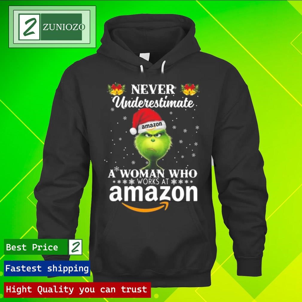 Official Grinch never underestimate a woman who works at amazon hoodie
