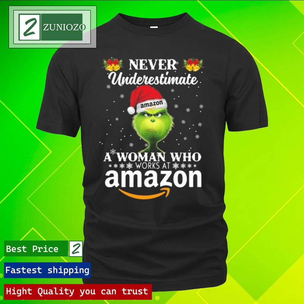 Official Grinch never underestimate a woman who works at amazon T-Shirt