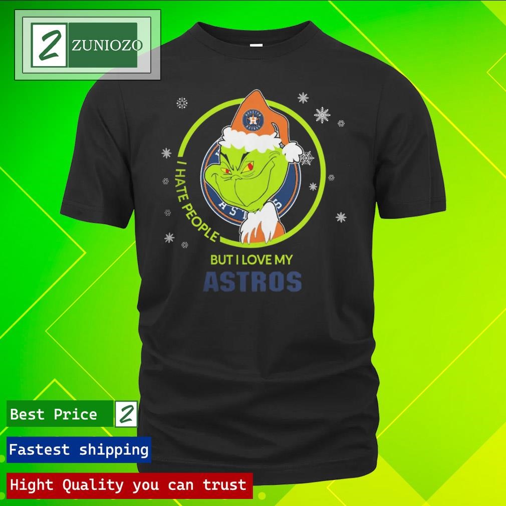 Official Houston Astros Christmas Grinch I Hate People But I Love My Favorite Baseball Team T-Shirt