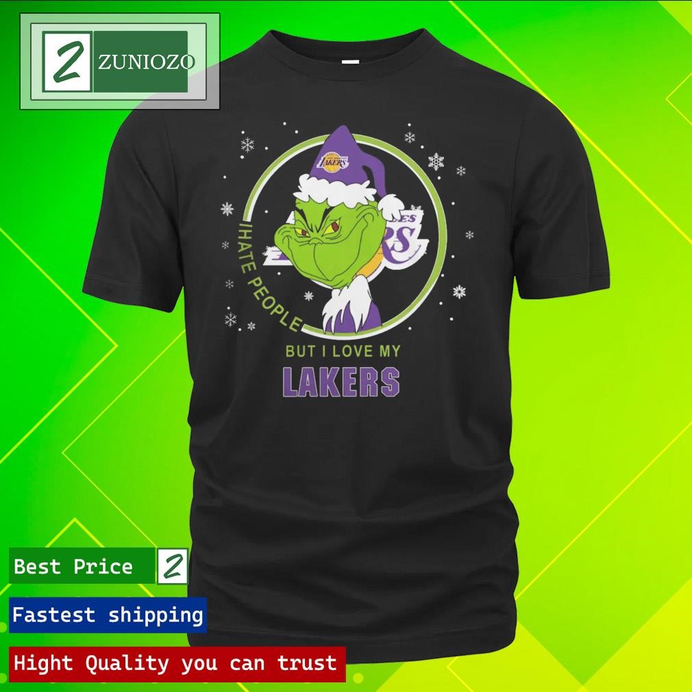 Official Los Angeles Lakers NBA Christmas Grinch I Hate People But I Love My Favorite Basketball Team Shirt