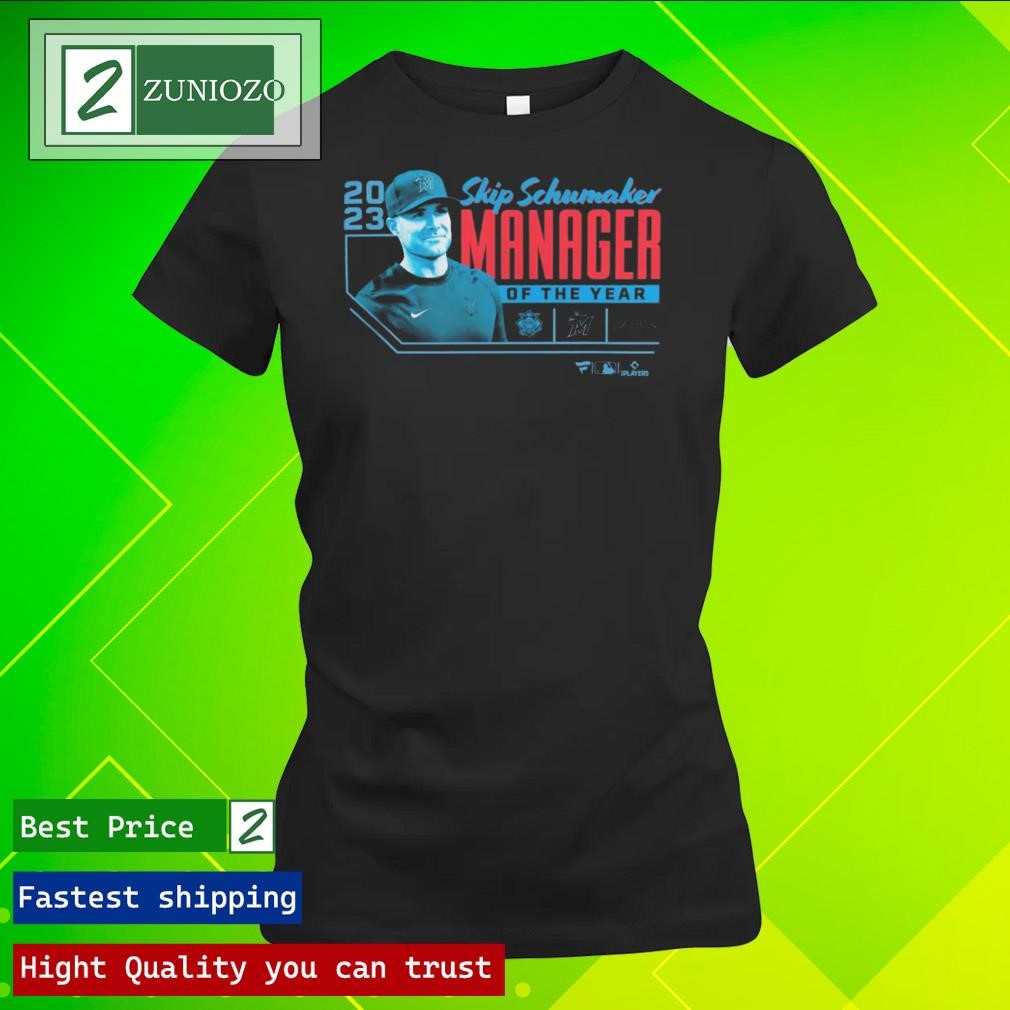 Official Miami Marlins Skip Schumaker Mlb 2023 Nl Manager Of The Year Shirt ladies tee shirt