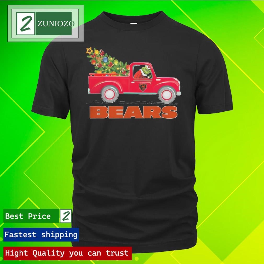 Official NFL Chicago Bears Santa Grinch Driving Truck Christmas Shirt