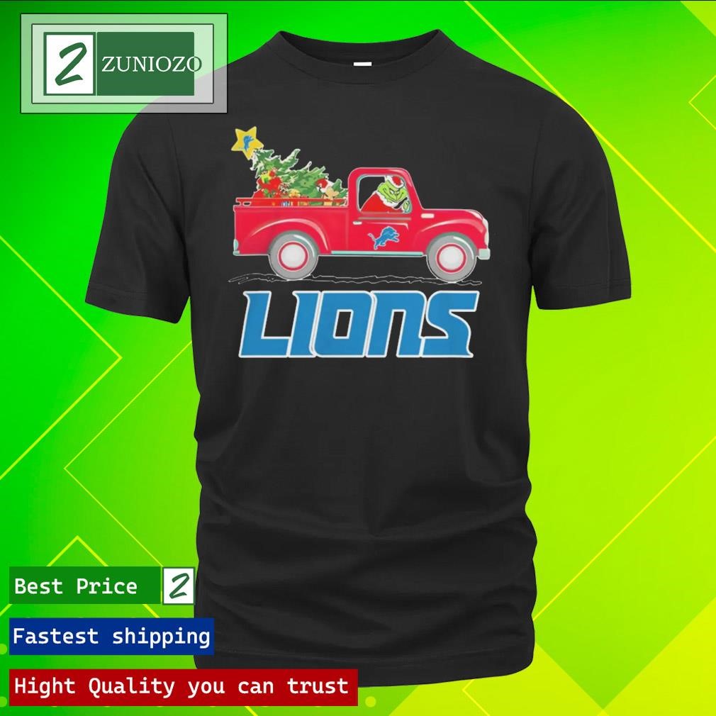 Official NFL Detroit Lions Santa Grinch Driving Truck Christmas Shirt