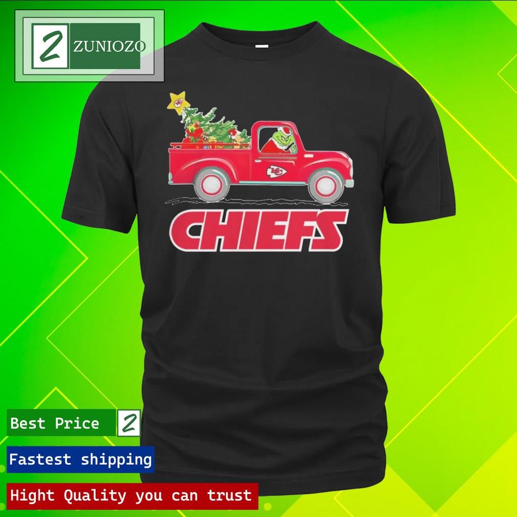Official NFL Kansas City Chiefs Santa Grinch Driving Truck Christmas Shirt