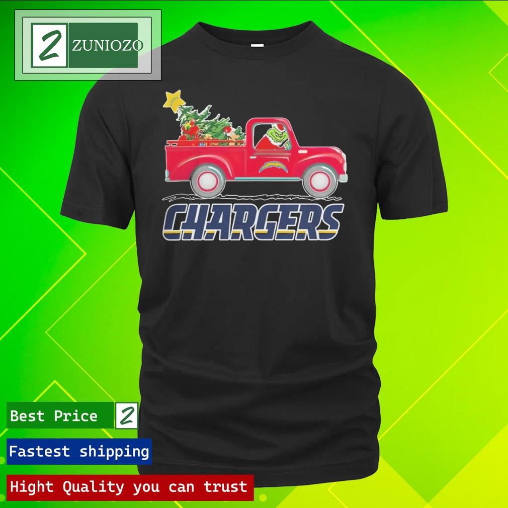 Official NFL Los Angeles Chargers Santa Grinch Driving Truck Christmas Shirt