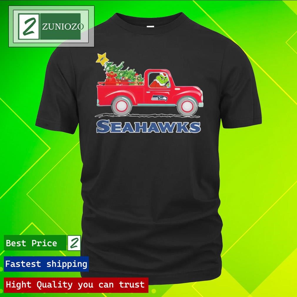 Official NFL Seattle Seahawks santa grinch driving truck Christmas Shirt