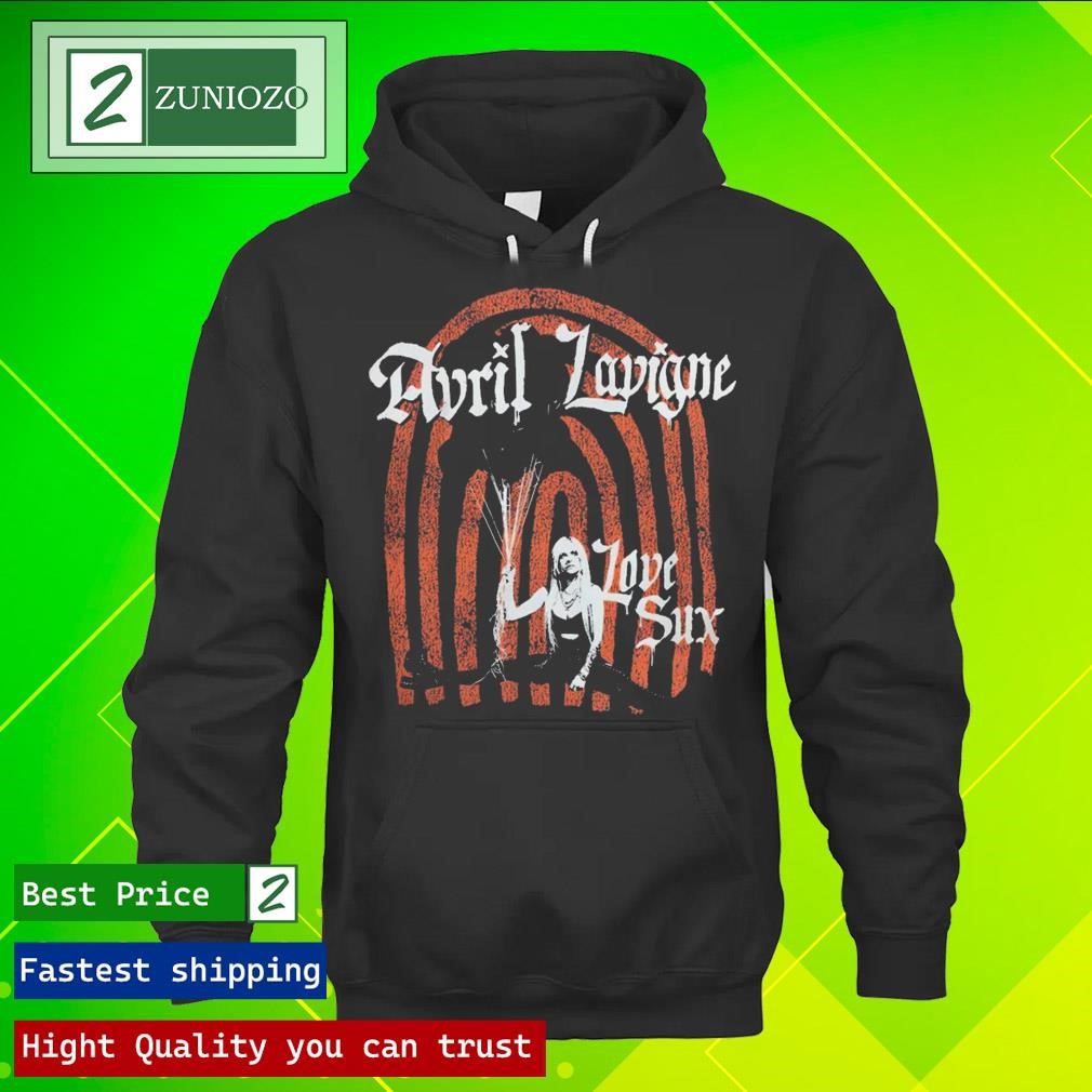 Official Avril Lavigne Merch Love Sux Red Rainbow hoodie